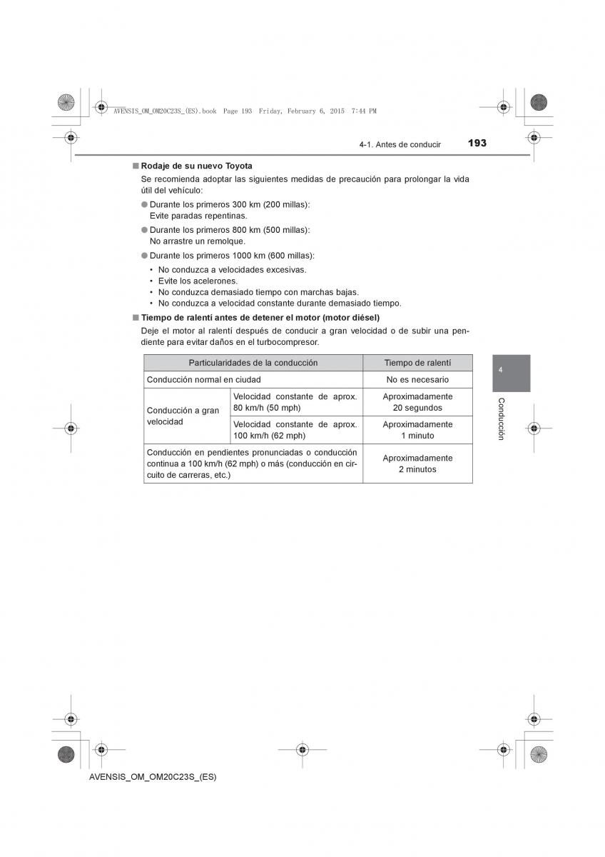 Toyota Avensis IV 4 manual del propietario / page 193