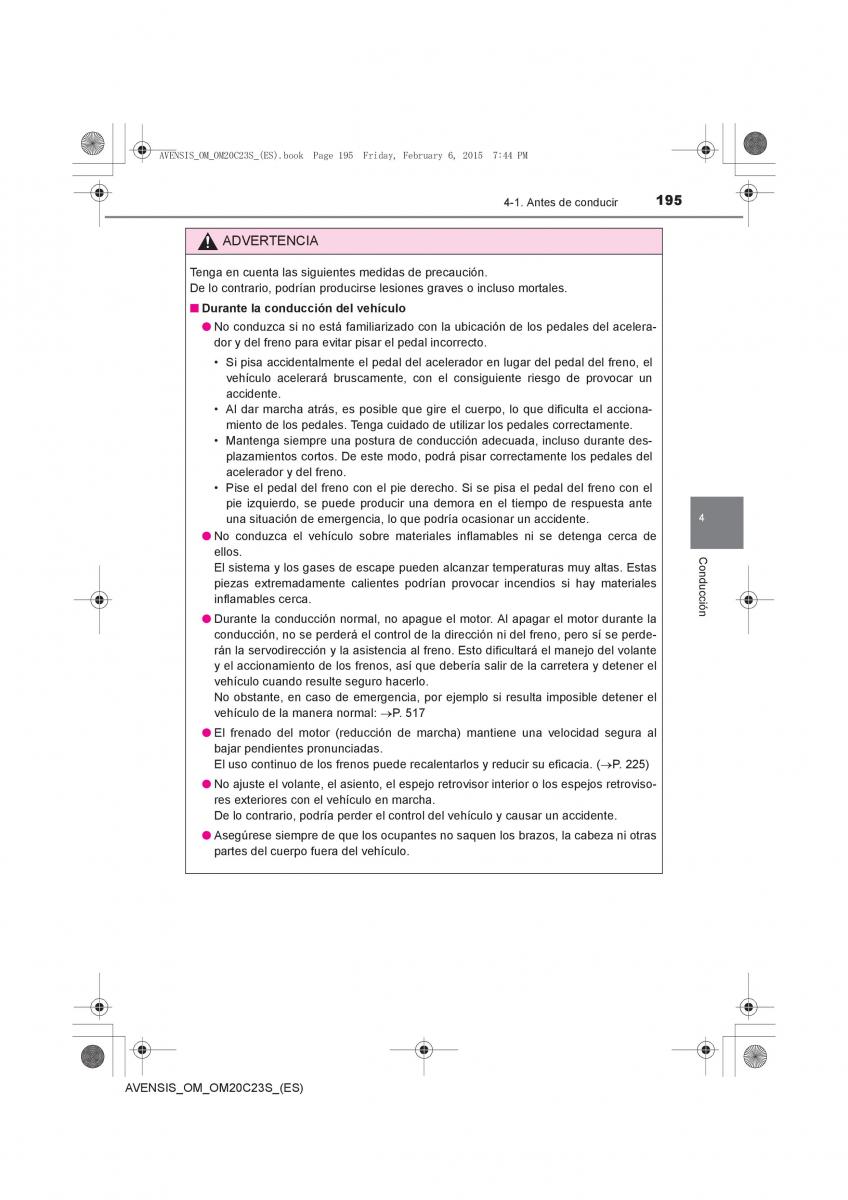 Toyota Avensis IV 4 manual del propietario / page 195