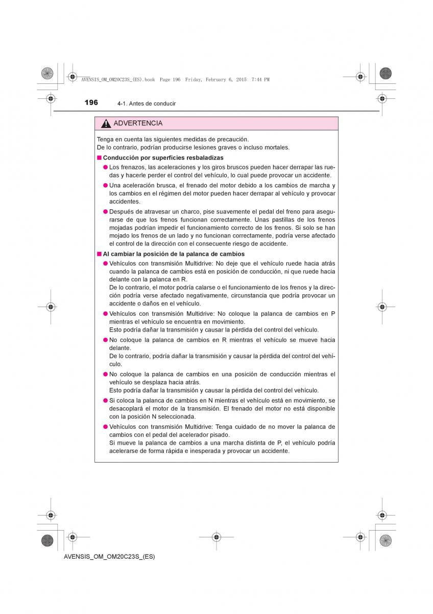 Toyota Avensis IV 4 manual del propietario / page 196