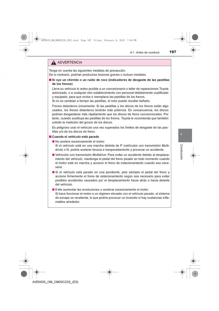 Toyota Avensis IV 4 manual del propietario / page 197