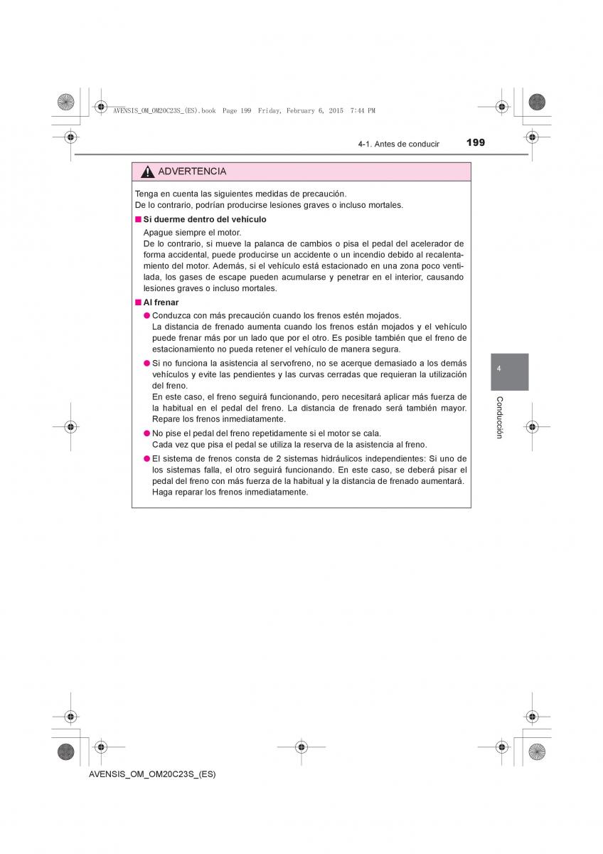 Toyota Avensis IV 4 manual del propietario / page 199