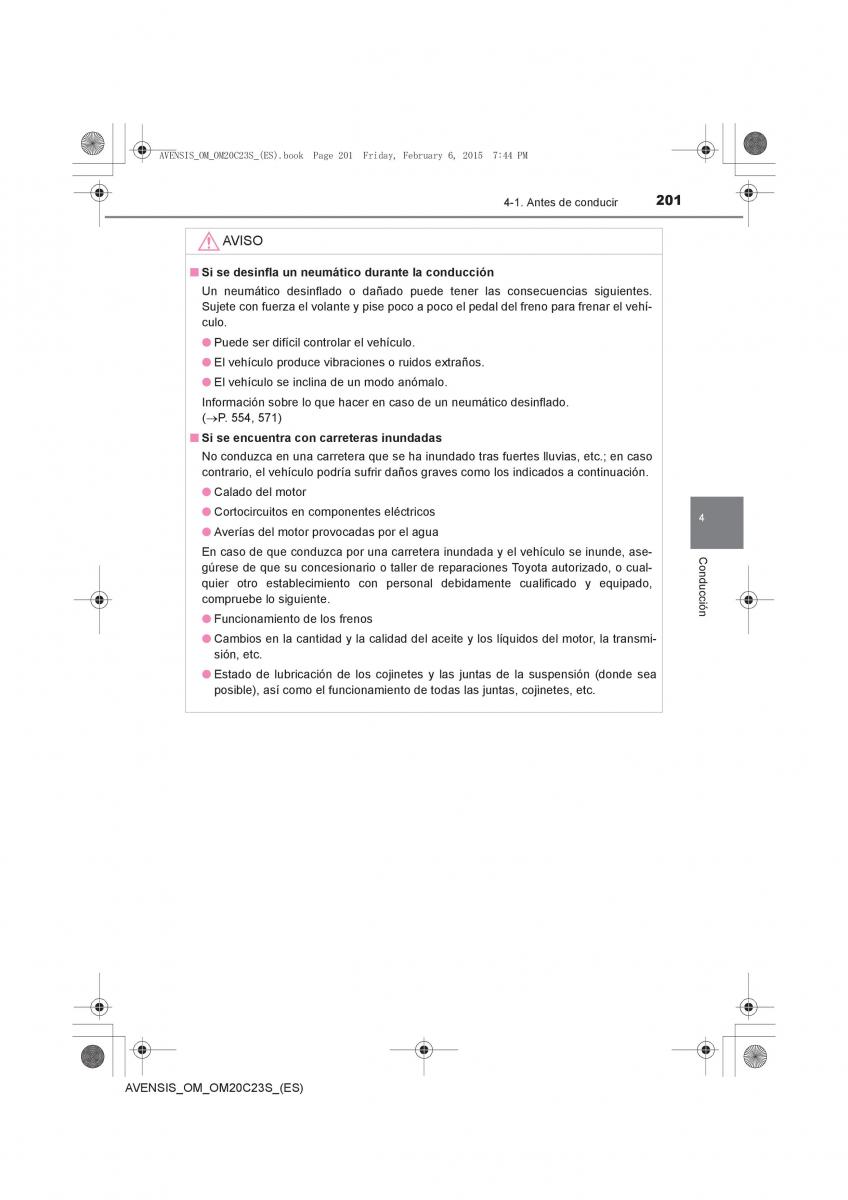 Toyota Avensis IV 4 manual del propietario / page 201