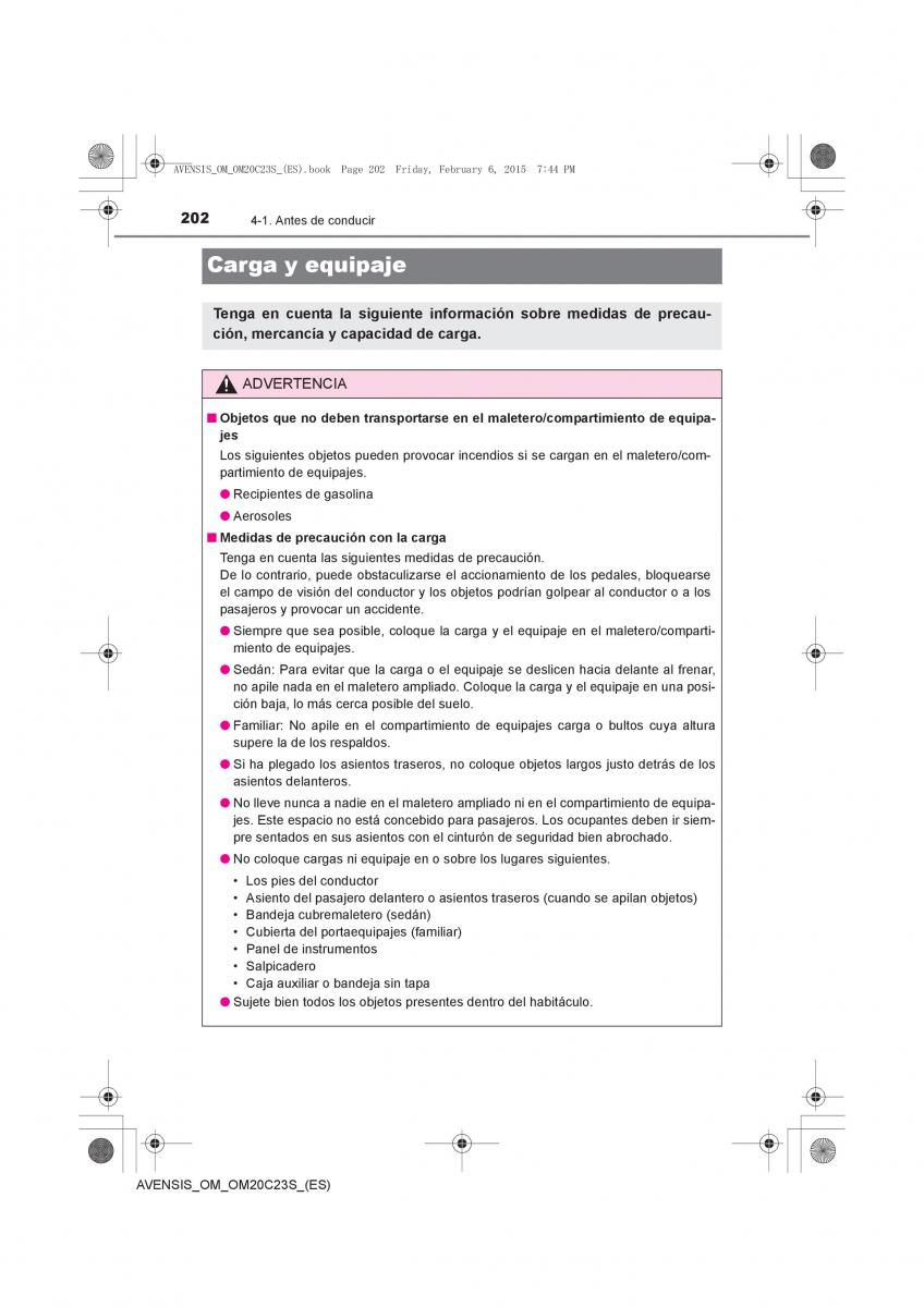 Toyota Avensis IV 4 manual del propietario / page 202