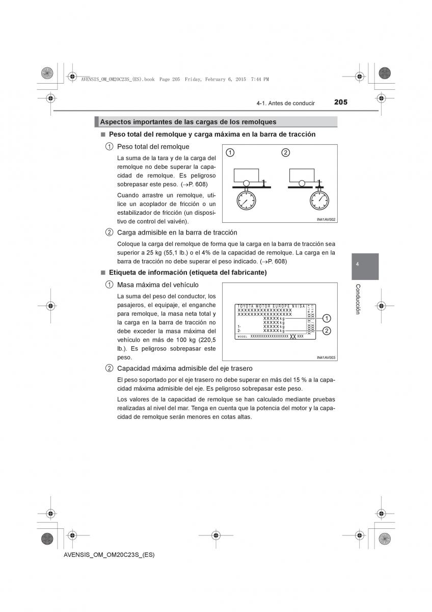 Toyota Avensis IV 4 manual del propietario / page 205