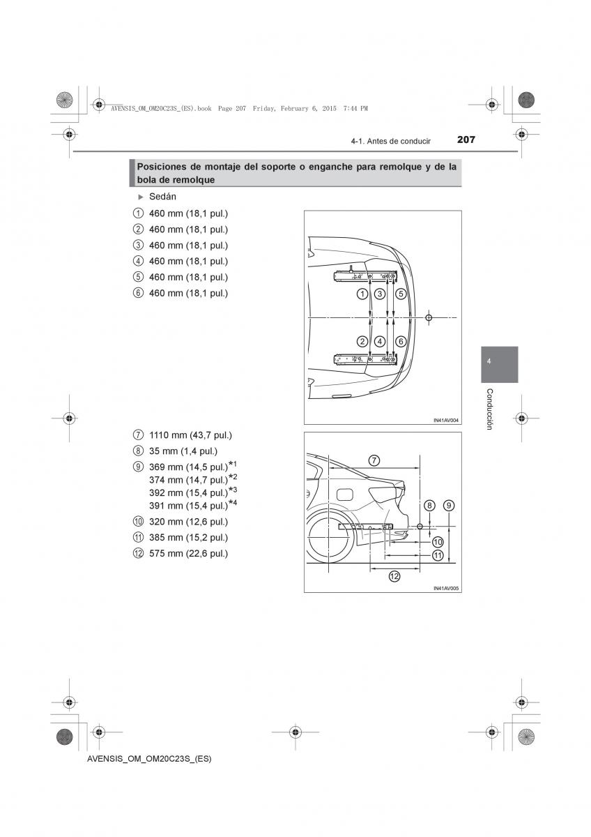 Toyota Avensis IV 4 manual del propietario / page 207