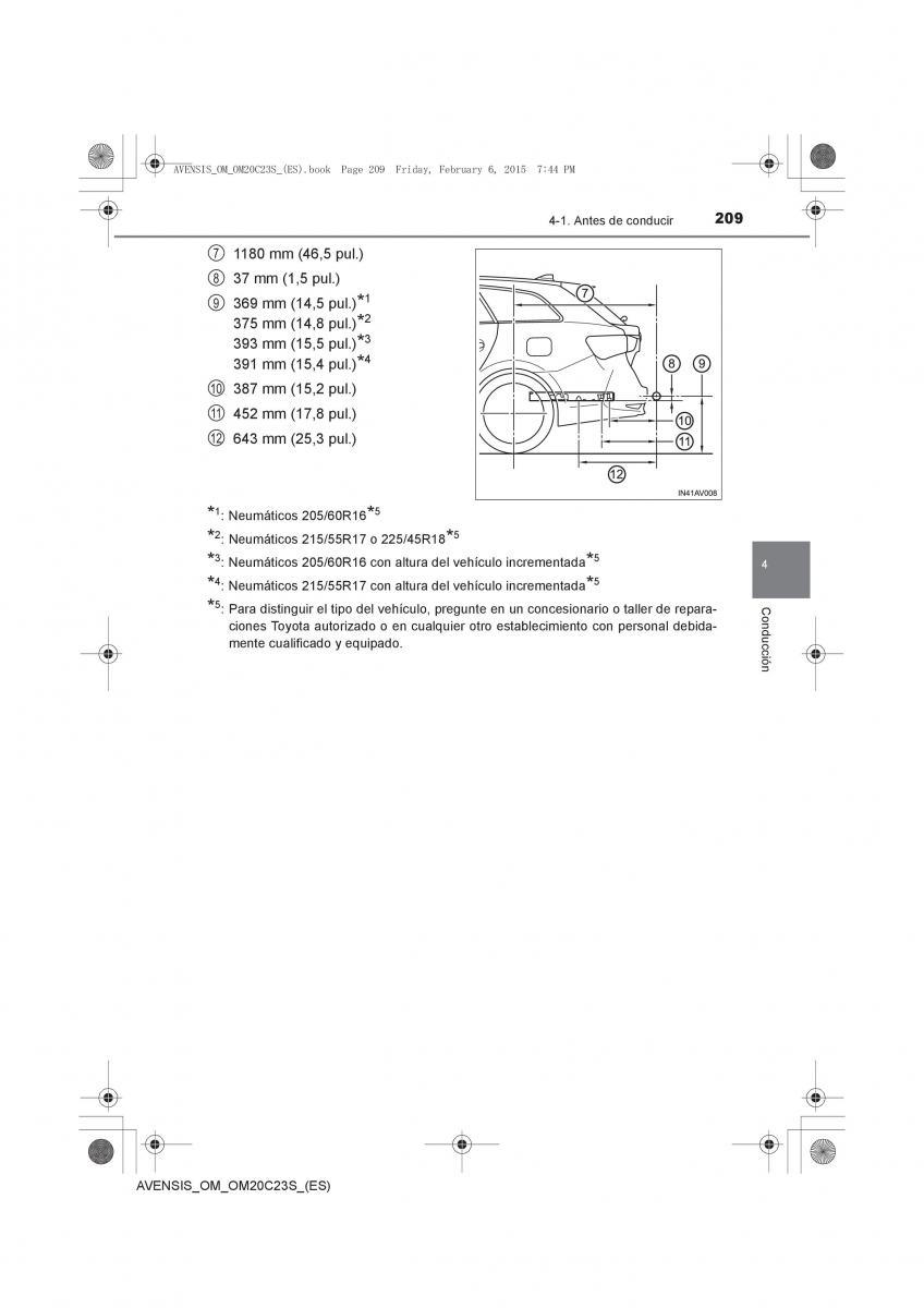 Toyota Avensis IV 4 manual del propietario / page 209