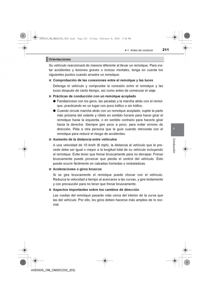 Toyota Avensis IV 4 manual del propietario / page 211