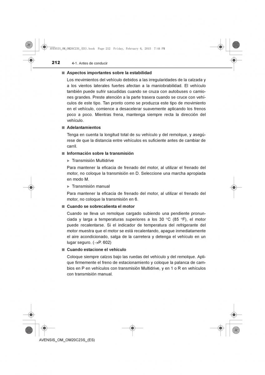 Toyota Avensis IV 4 manual del propietario / page 212