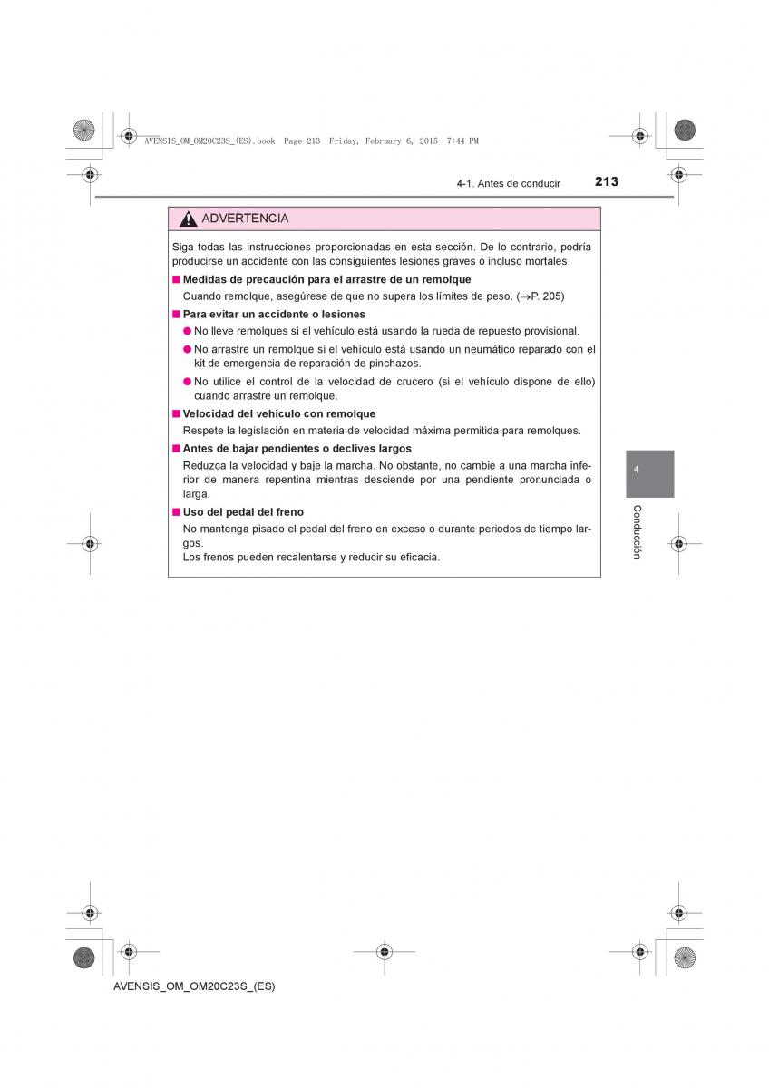 Toyota Avensis IV 4 manual del propietario / page 213