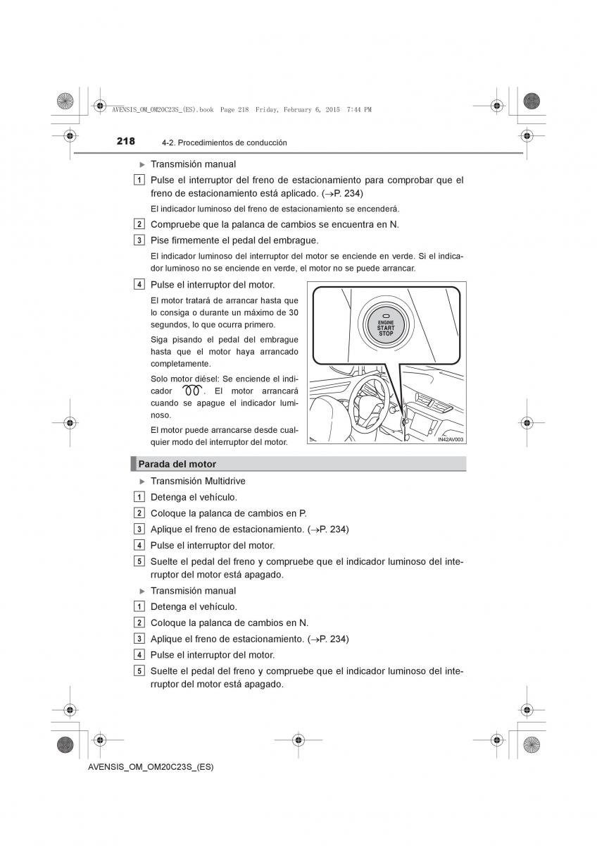 Toyota Avensis IV 4 manual del propietario / page 218