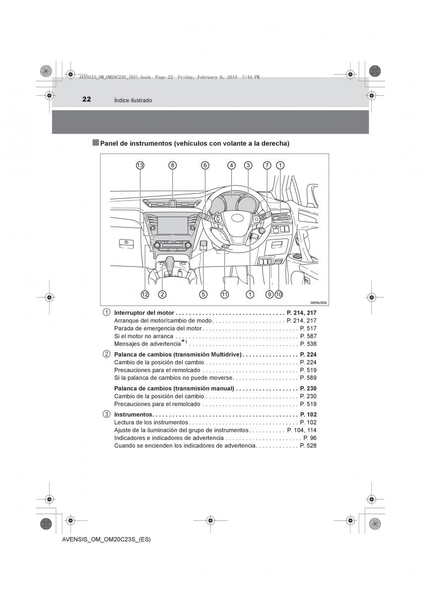 Toyota Avensis IV 4 manual del propietario / page 22