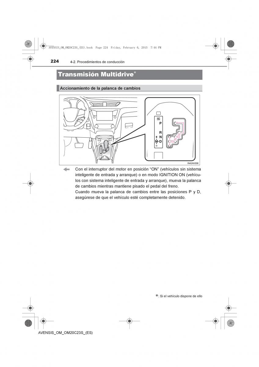 Toyota Avensis IV 4 manual del propietario / page 224