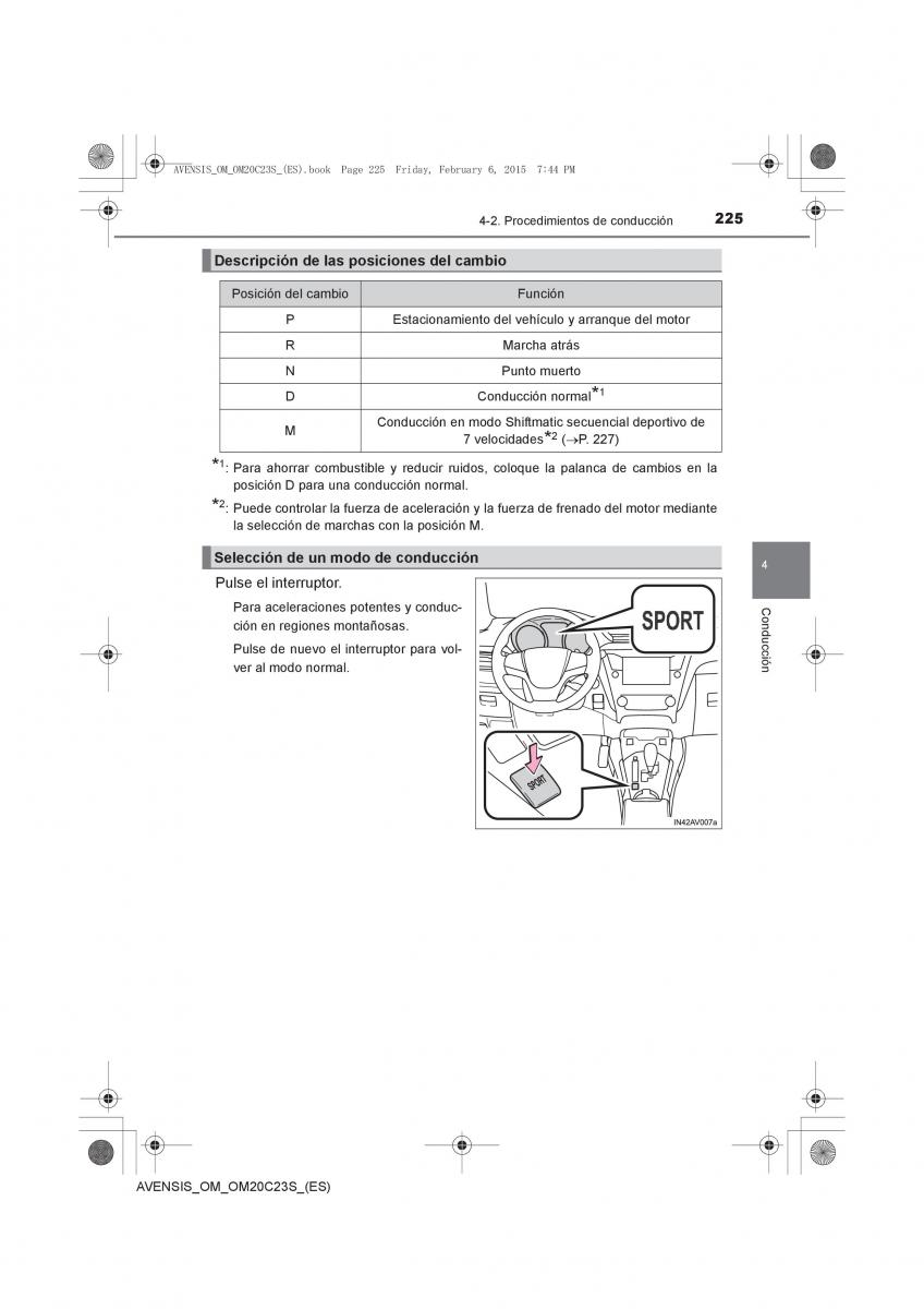 Toyota Avensis IV 4 manual del propietario / page 225