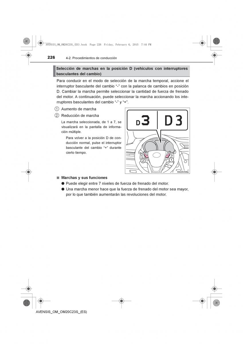 Toyota Avensis IV 4 manual del propietario / page 226