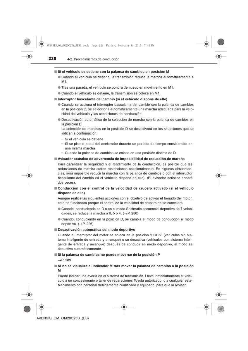 Toyota Avensis IV 4 manual del propietario / page 228