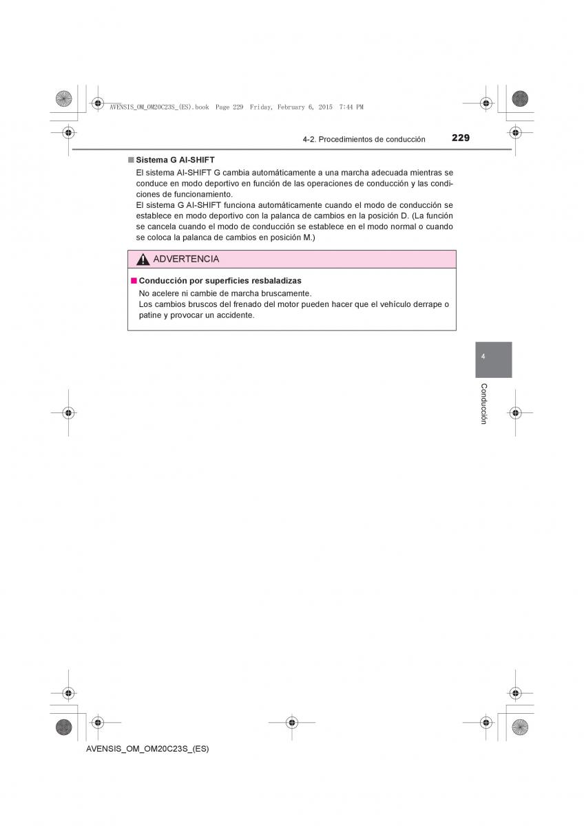 Toyota Avensis IV 4 manual del propietario / page 229