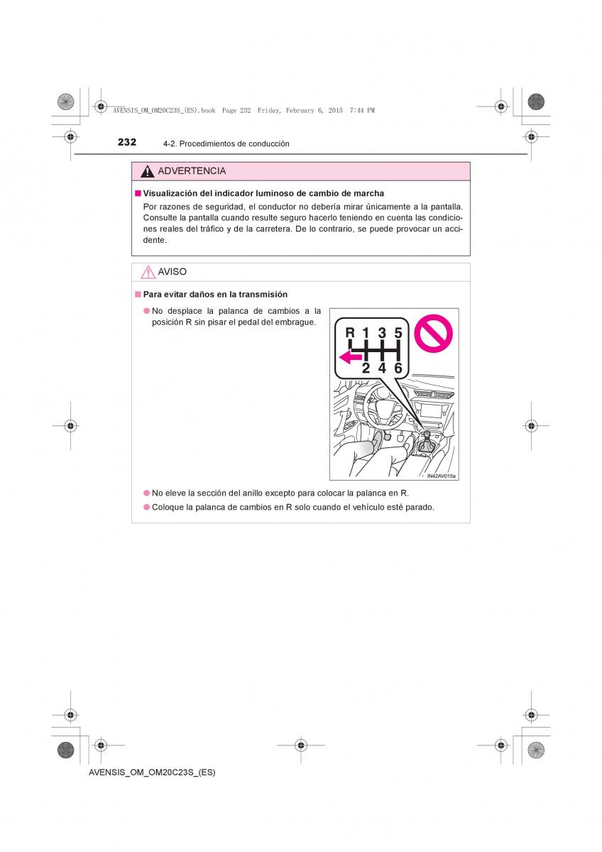 Toyota Avensis IV 4 manual del propietario / page 232