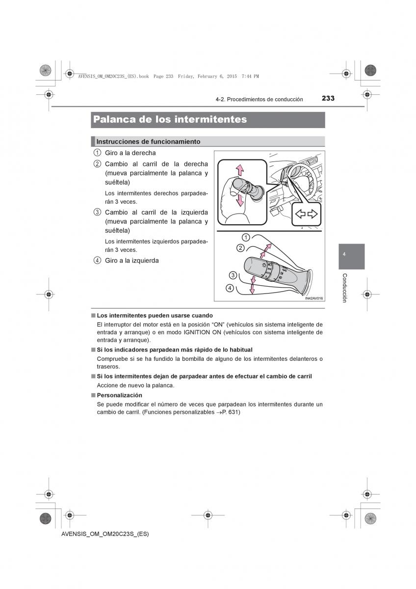 Toyota Avensis IV 4 manual del propietario / page 233