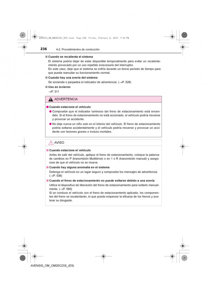 Toyota Avensis IV 4 manual del propietario / page 236