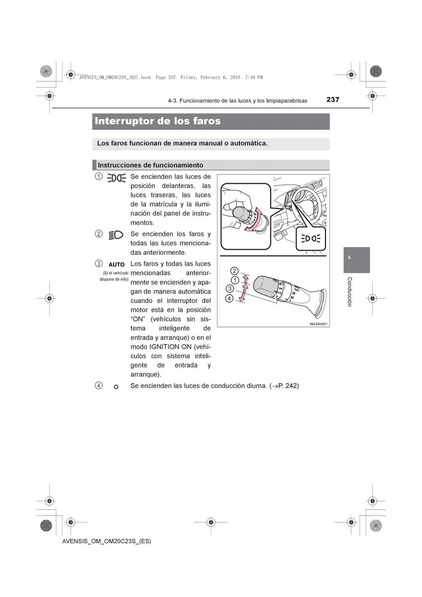 Toyota Avensis IV 4 manual del propietario / page 237