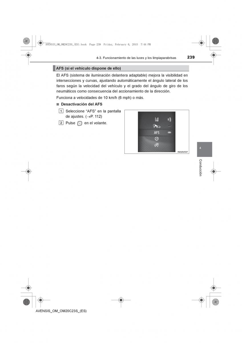 Toyota Avensis IV 4 manual del propietario / page 239