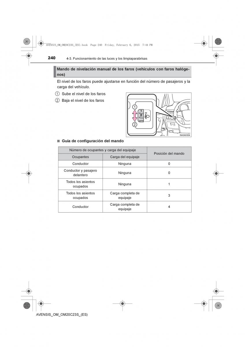 Toyota Avensis IV 4 manual del propietario / page 240