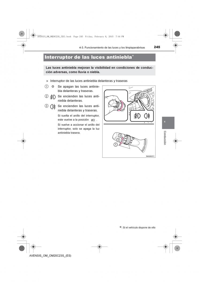 Toyota Avensis IV 4 manual del propietario / page 245