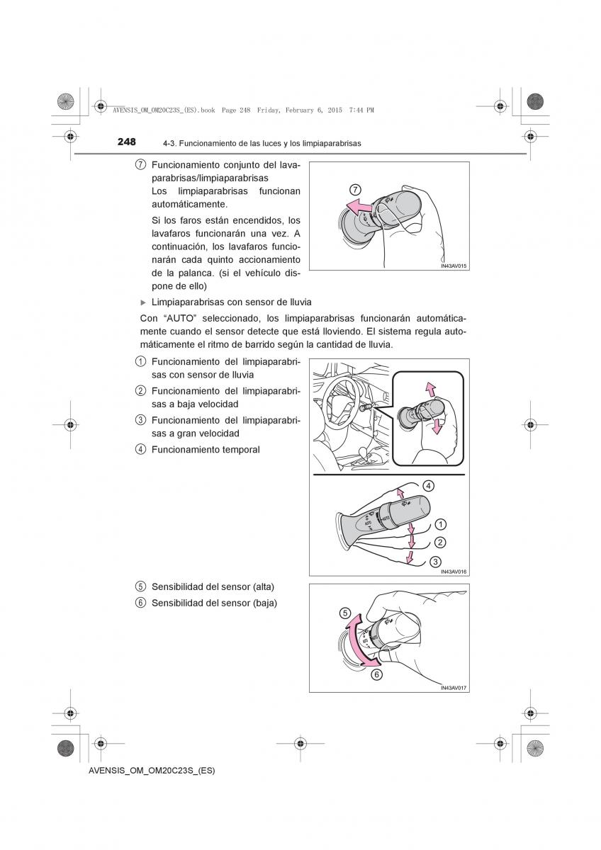 Toyota Avensis IV 4 manual del propietario / page 248