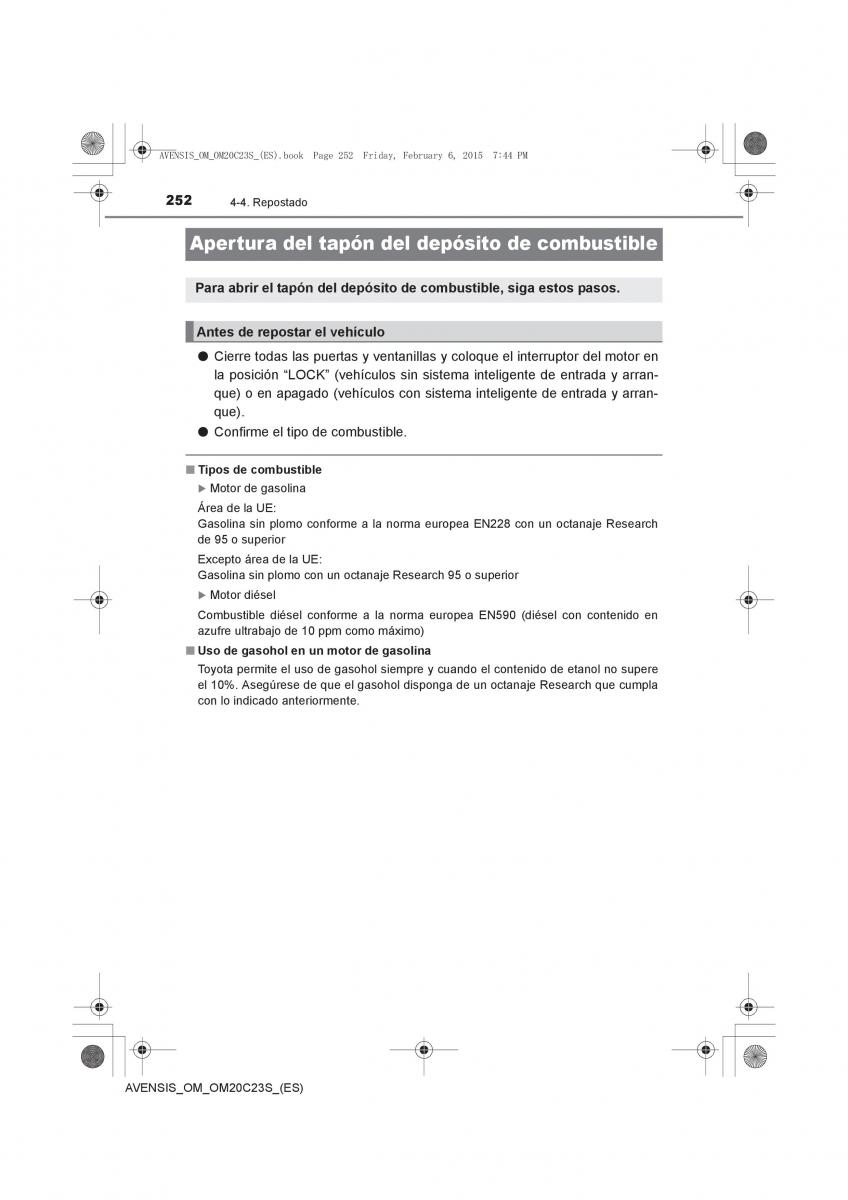 Toyota Avensis IV 4 manual del propietario / page 252