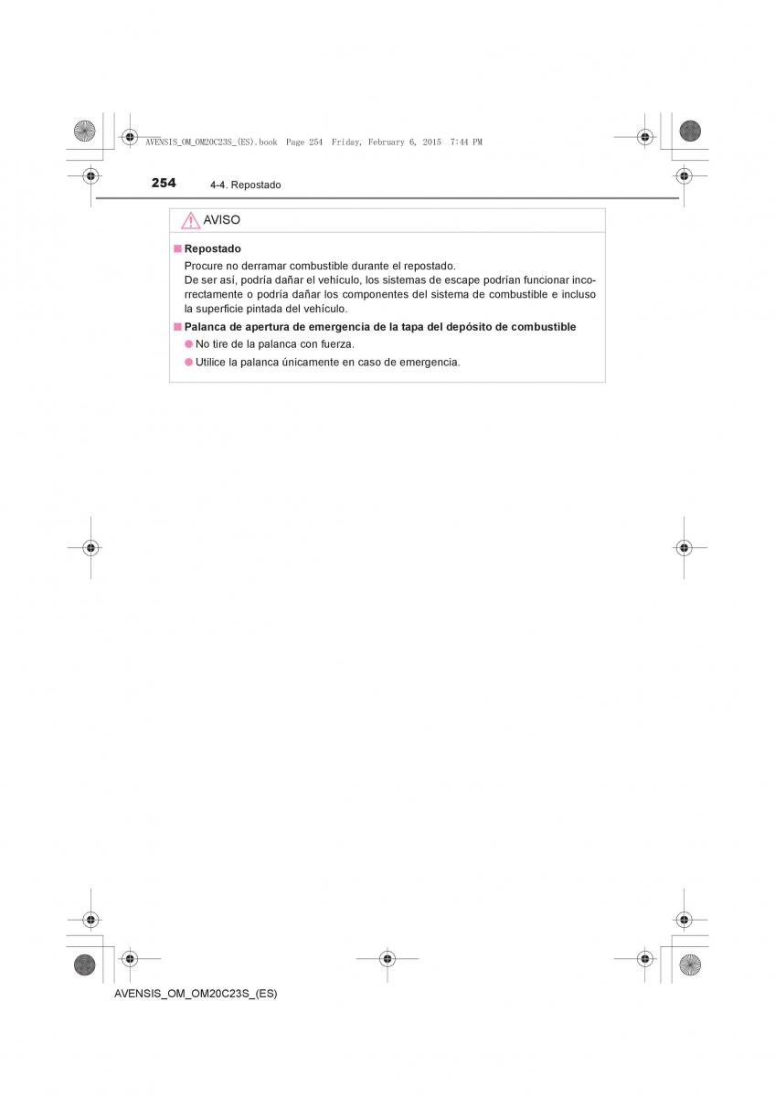 Toyota Avensis IV 4 manual del propietario / page 254