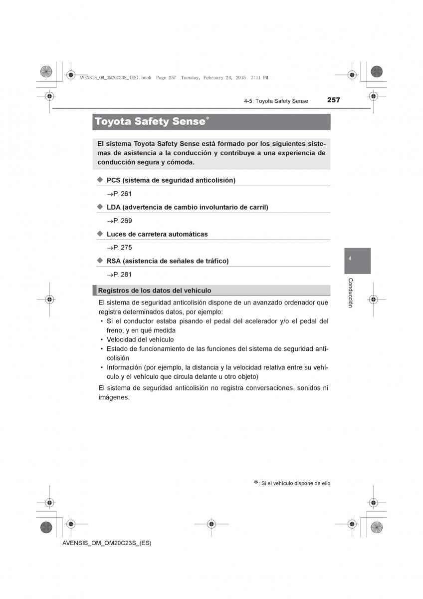 Toyota Avensis IV 4 manual del propietario / page 257