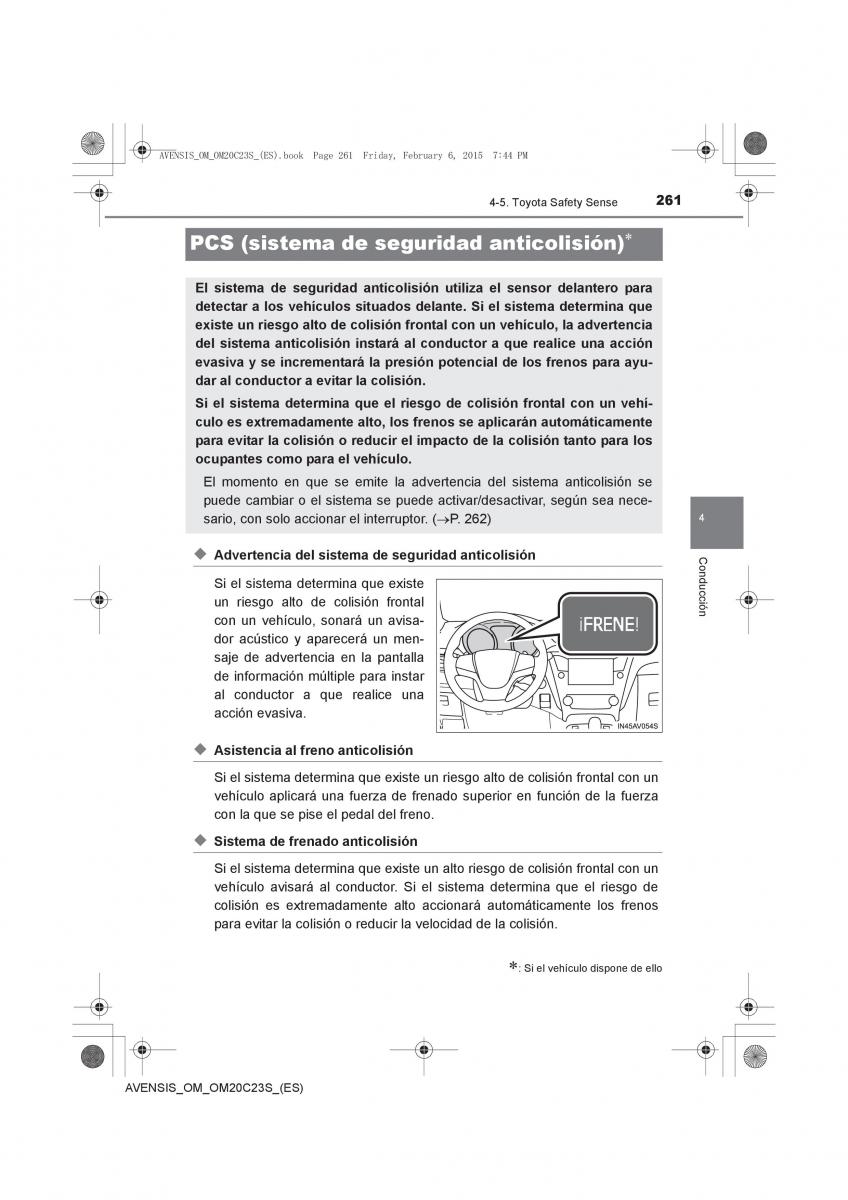 Toyota Avensis IV 4 manual del propietario / page 261