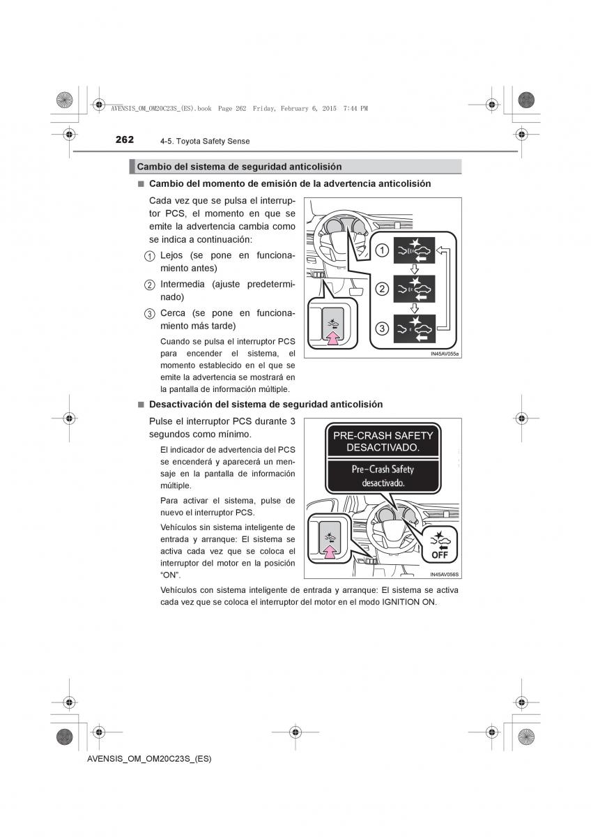 Toyota Avensis IV 4 manual del propietario / page 262