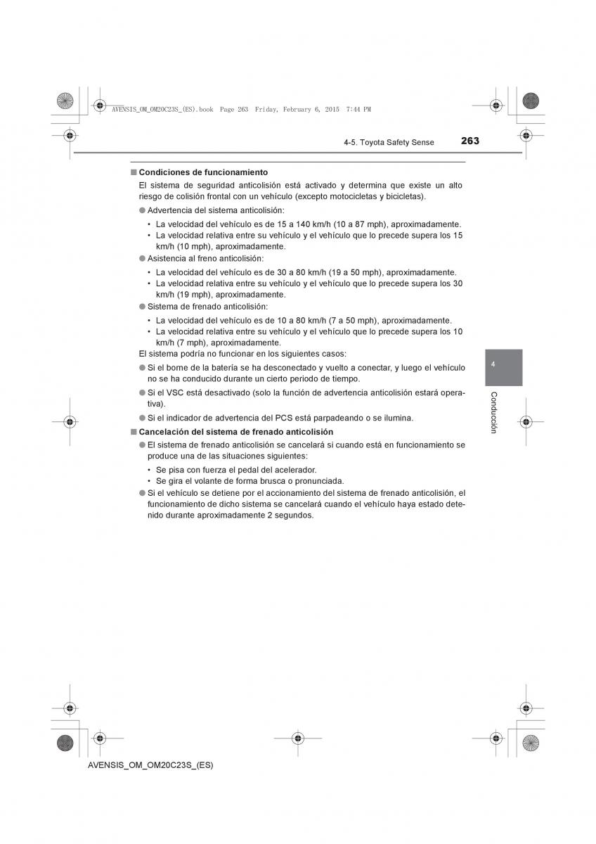 Toyota Avensis IV 4 manual del propietario / page 263