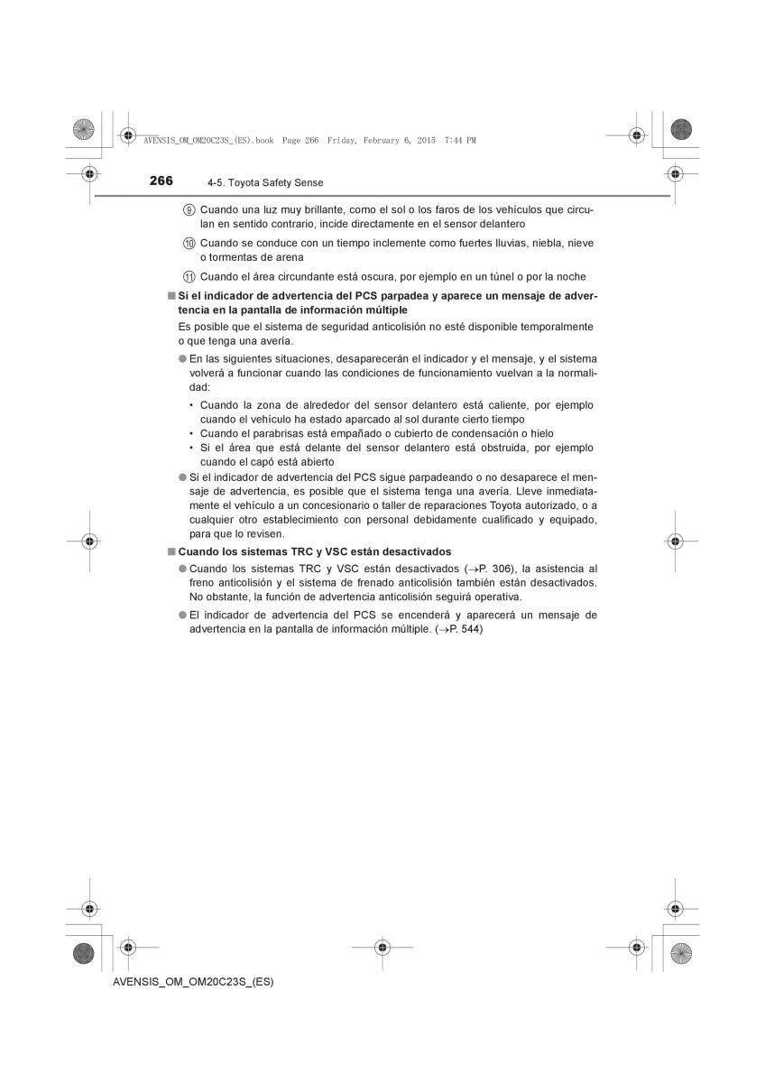 Toyota Avensis IV 4 manual del propietario / page 266