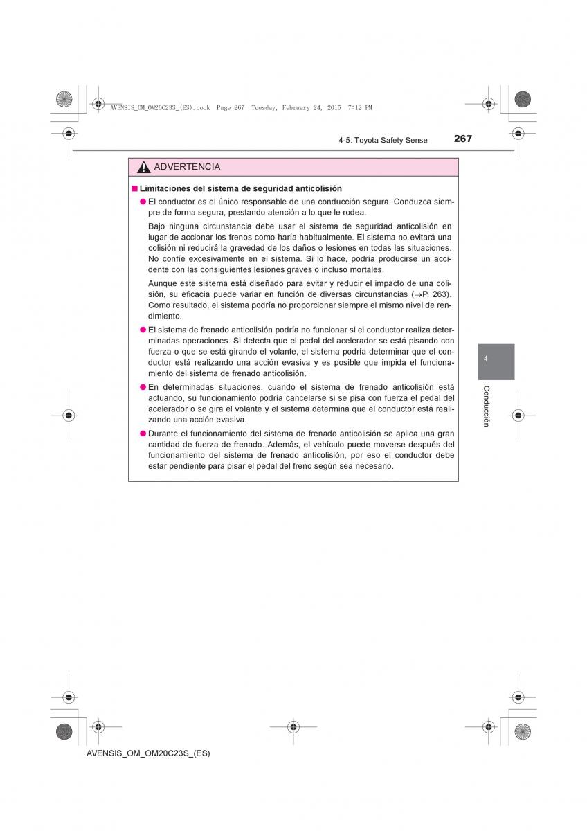 Toyota Avensis IV 4 manual del propietario / page 267