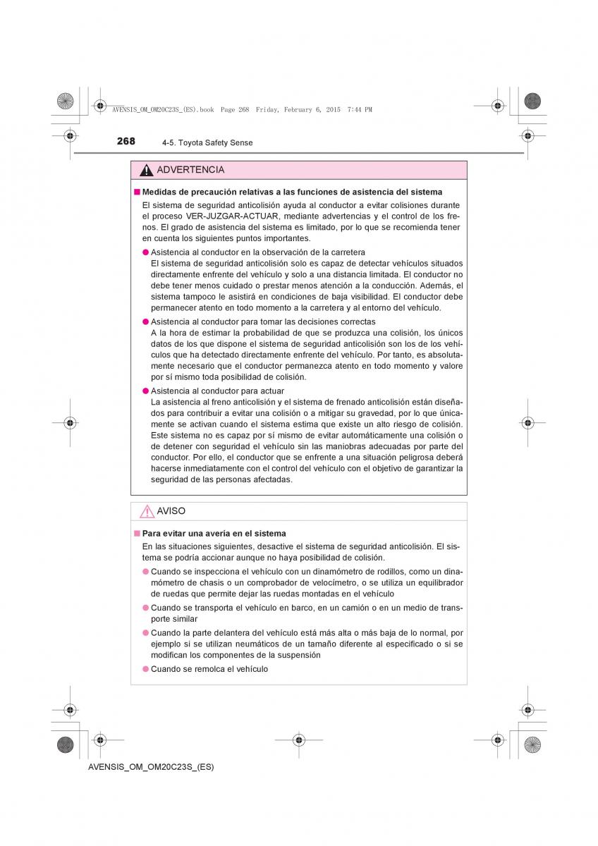 Toyota Avensis IV 4 manual del propietario / page 268