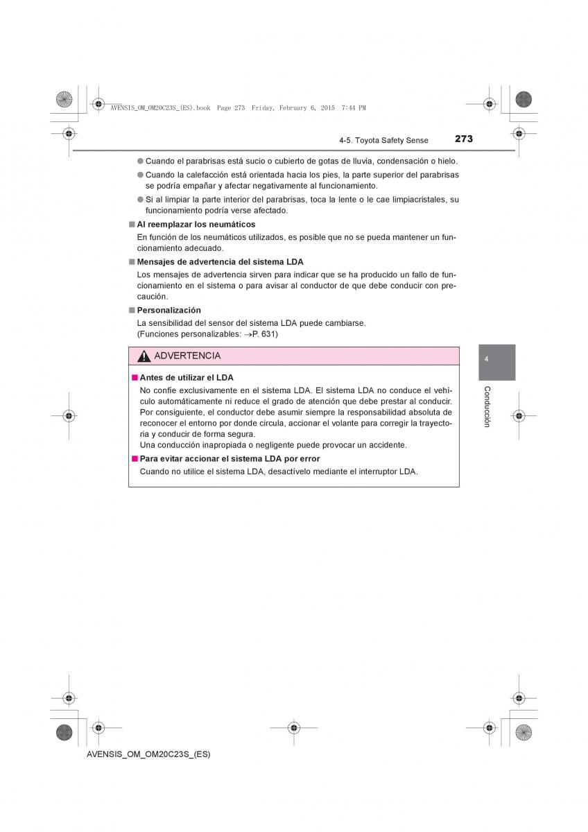 Toyota Avensis IV 4 manual del propietario / page 273