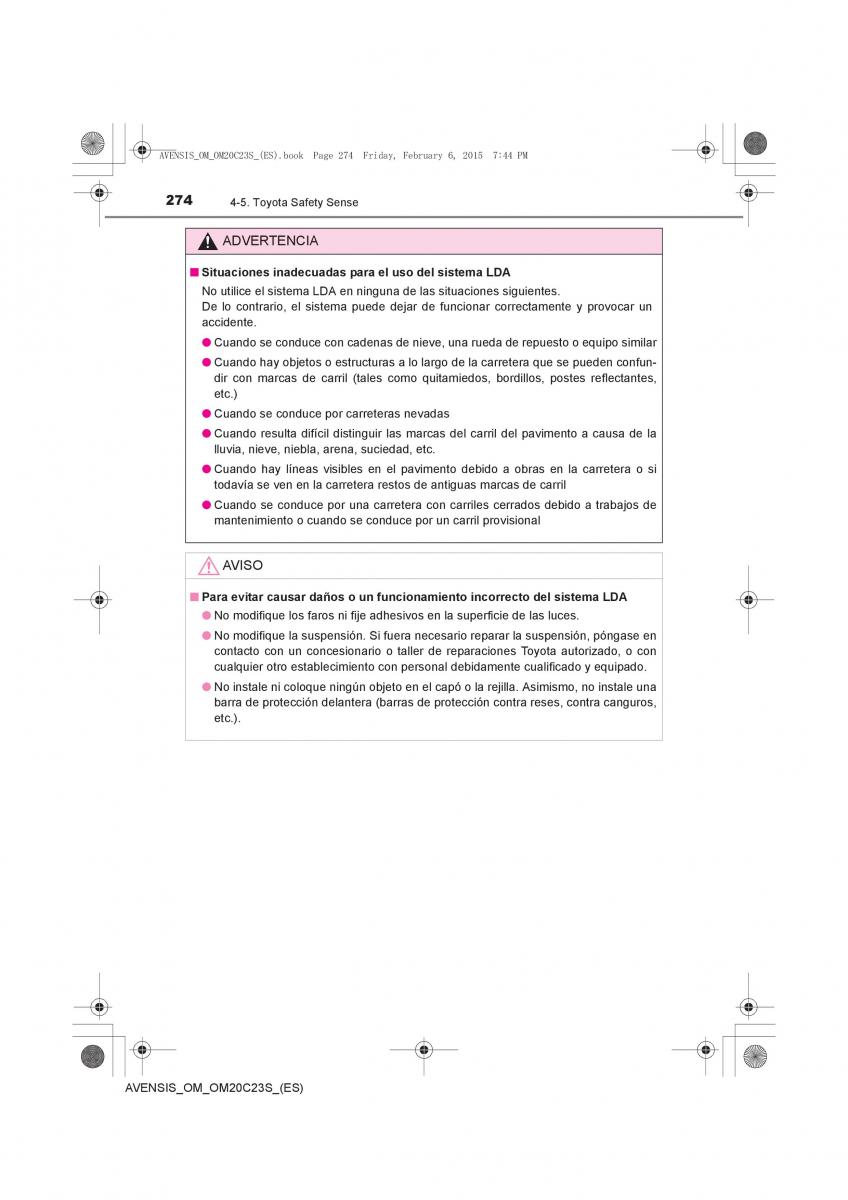 Toyota Avensis IV 4 manual del propietario / page 274