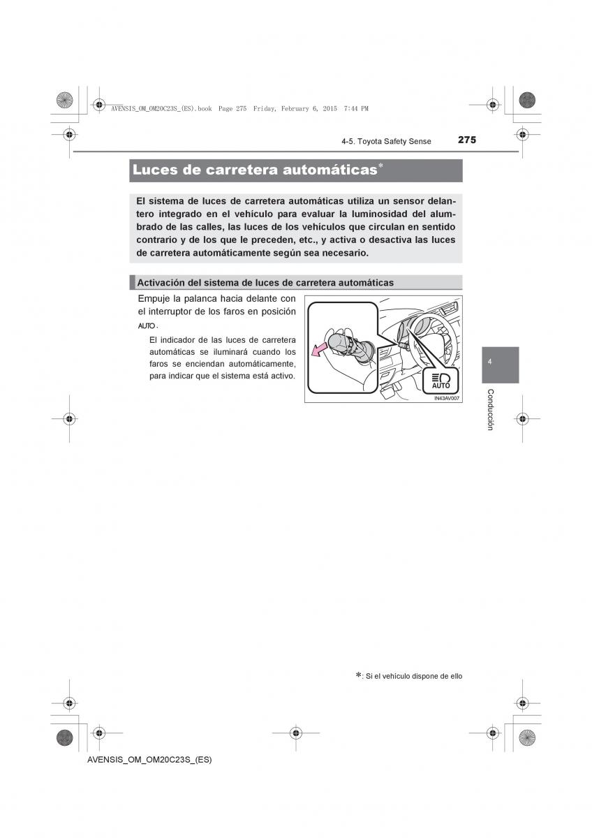 Toyota Avensis IV 4 manual del propietario / page 275