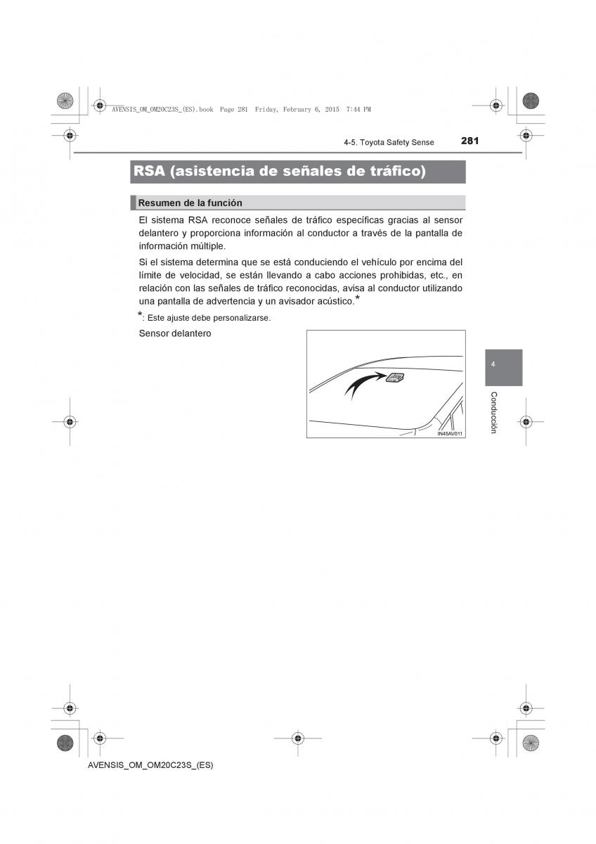 Toyota Avensis IV 4 manual del propietario / page 281