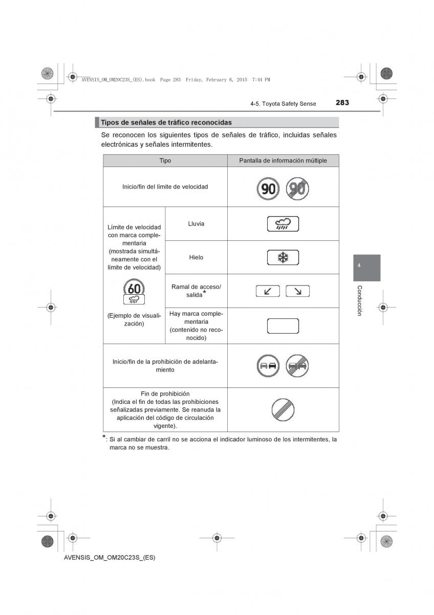 Toyota Avensis IV 4 manual del propietario / page 283