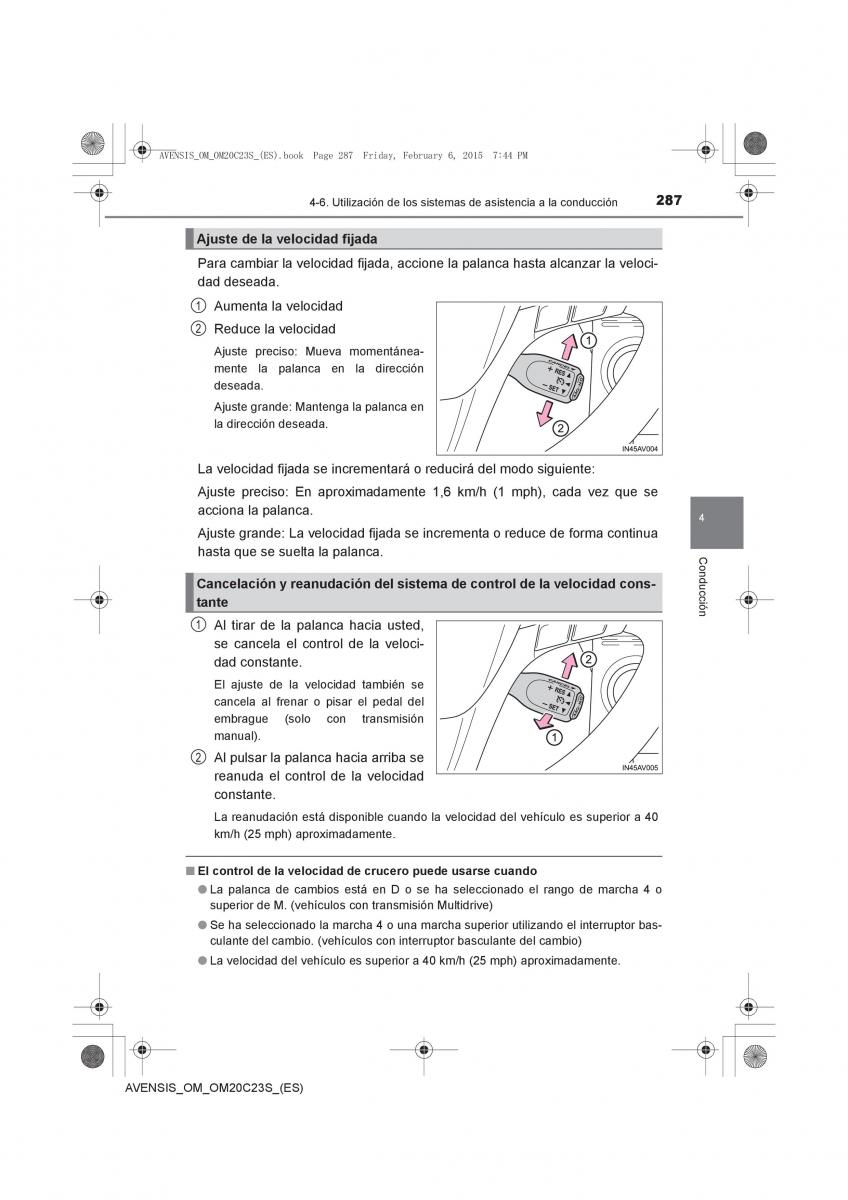 Toyota Avensis IV 4 manual del propietario / page 287