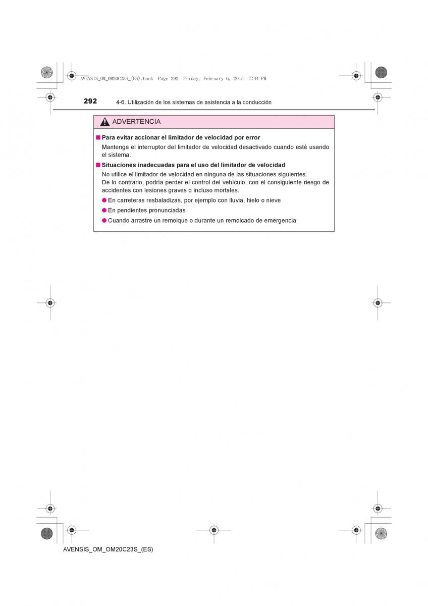 Toyota Avensis IV 4 manual del propietario / page 292