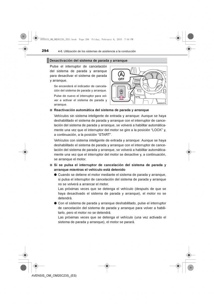 Toyota Avensis IV 4 manual del propietario / page 294