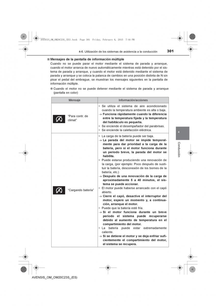 Toyota Avensis IV 4 manual del propietario / page 301