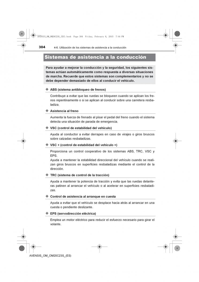 Toyota Avensis IV 4 manual del propietario / page 304