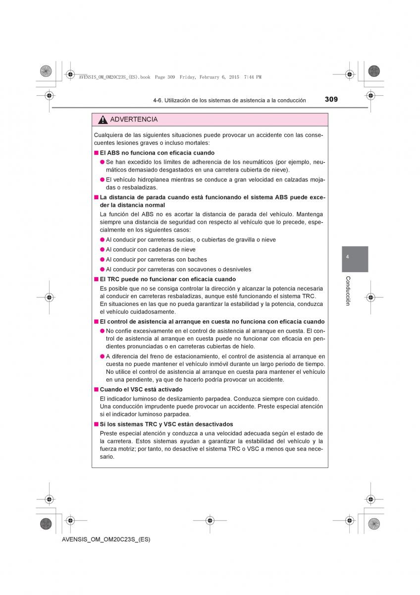 Toyota Avensis IV 4 manual del propietario / page 309