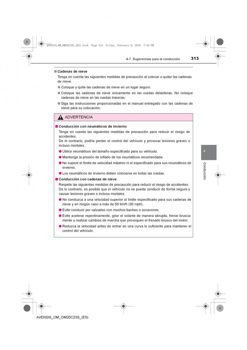 Toyota Avensis IV 4 manual del propietario / page 313