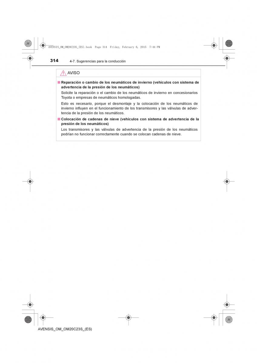 Toyota Avensis IV 4 manual del propietario / page 314